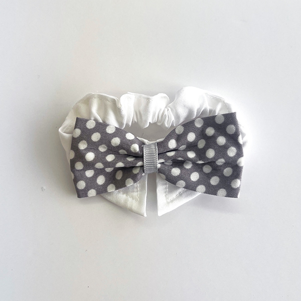 【パピーにおすすめ★】水玉蝶ネクタイアクセ・グレー(5本入)3S