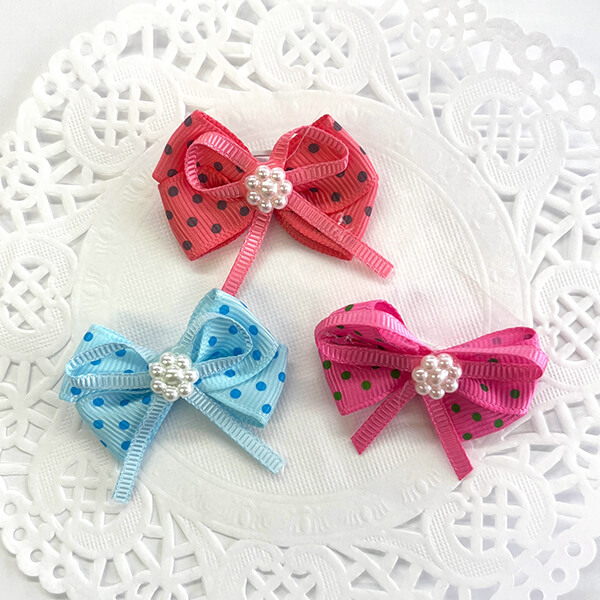 ドットにパール・リボン(30個入)【卸サイトセール】