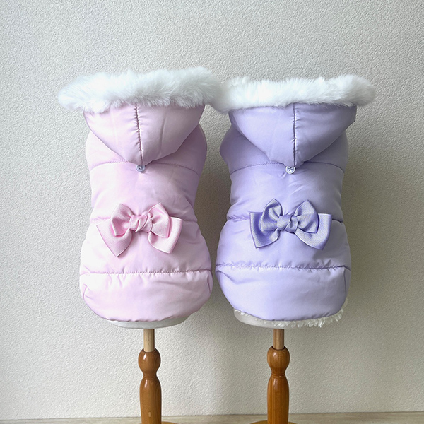 【セットがお得★ぬくぬくキャンペーン！】1174リボン付き中綿マント(各色同サイズ2枚セット)【2025冬新作ウエア】