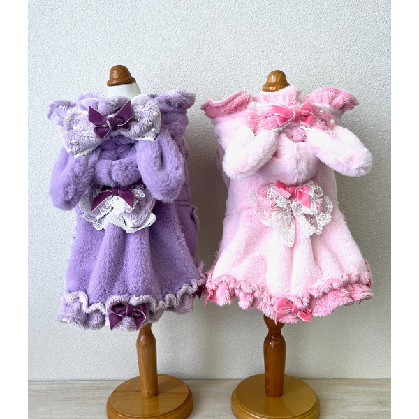 【セットがお得★ぬくぬくキャンペーン！】1173冬うさぎファーワンピース(各色同サイズ2枚セット)