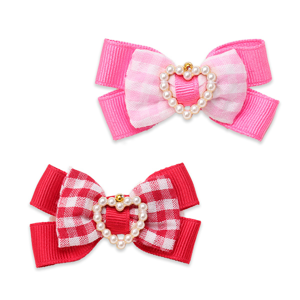 LB-328ハートギンガムバレッタリボン【2026春小売りアクセサリー】【3月入荷予定】