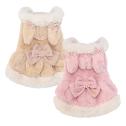 【SALE★掛率40％OFF】983 ふわふわファーうさぎワンピース★ベージュＳＳのみ