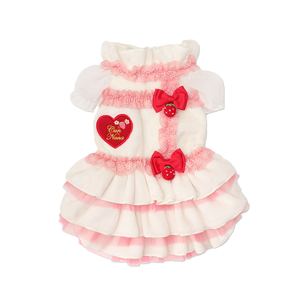 1169冬いちごデコレーションワンピース オフホワイト【2025冬新作ウエア】