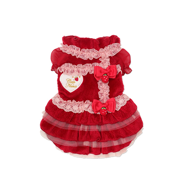 1169冬いちごデコレーションワンピース レッド【2025冬新作ウエア】